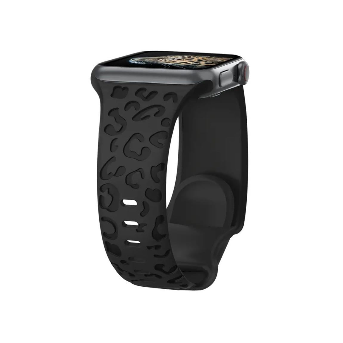 Siyah leopar apple watch kayış