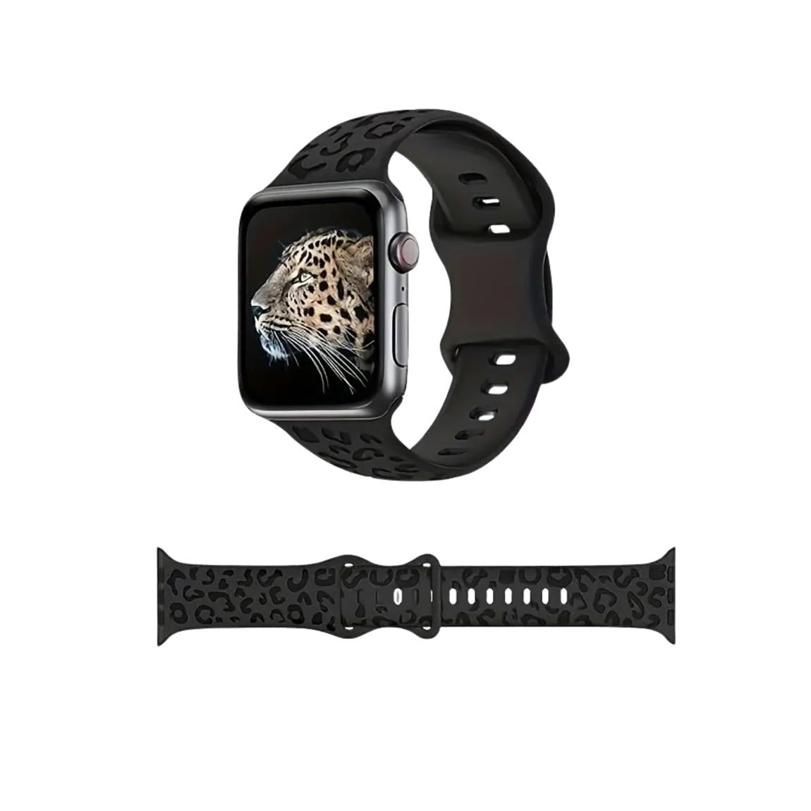 Siyah leopar apple watch kayış